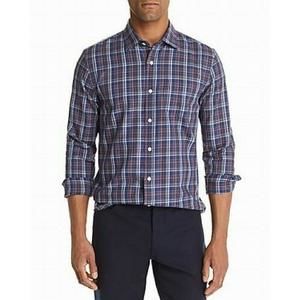 Designer Brand Mens Shirt Medium Plaid Print Button Up Blue M